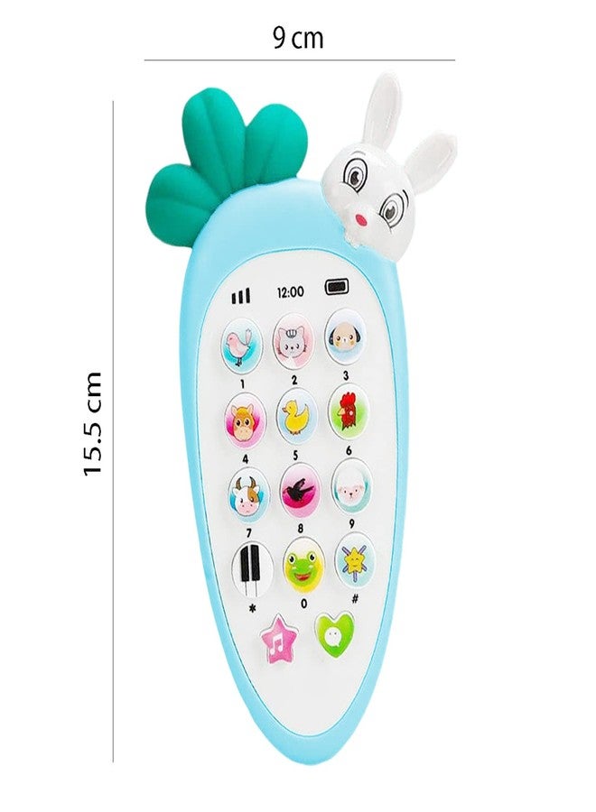 VGRASSP Radish Style Cute Rabbit Face Pretend Play Cell Phone Toy for Kids, Toddlers with Music, Ringtones, Lights - Birthday Party Favors and Gifts for Girls (Blue) - Image 3